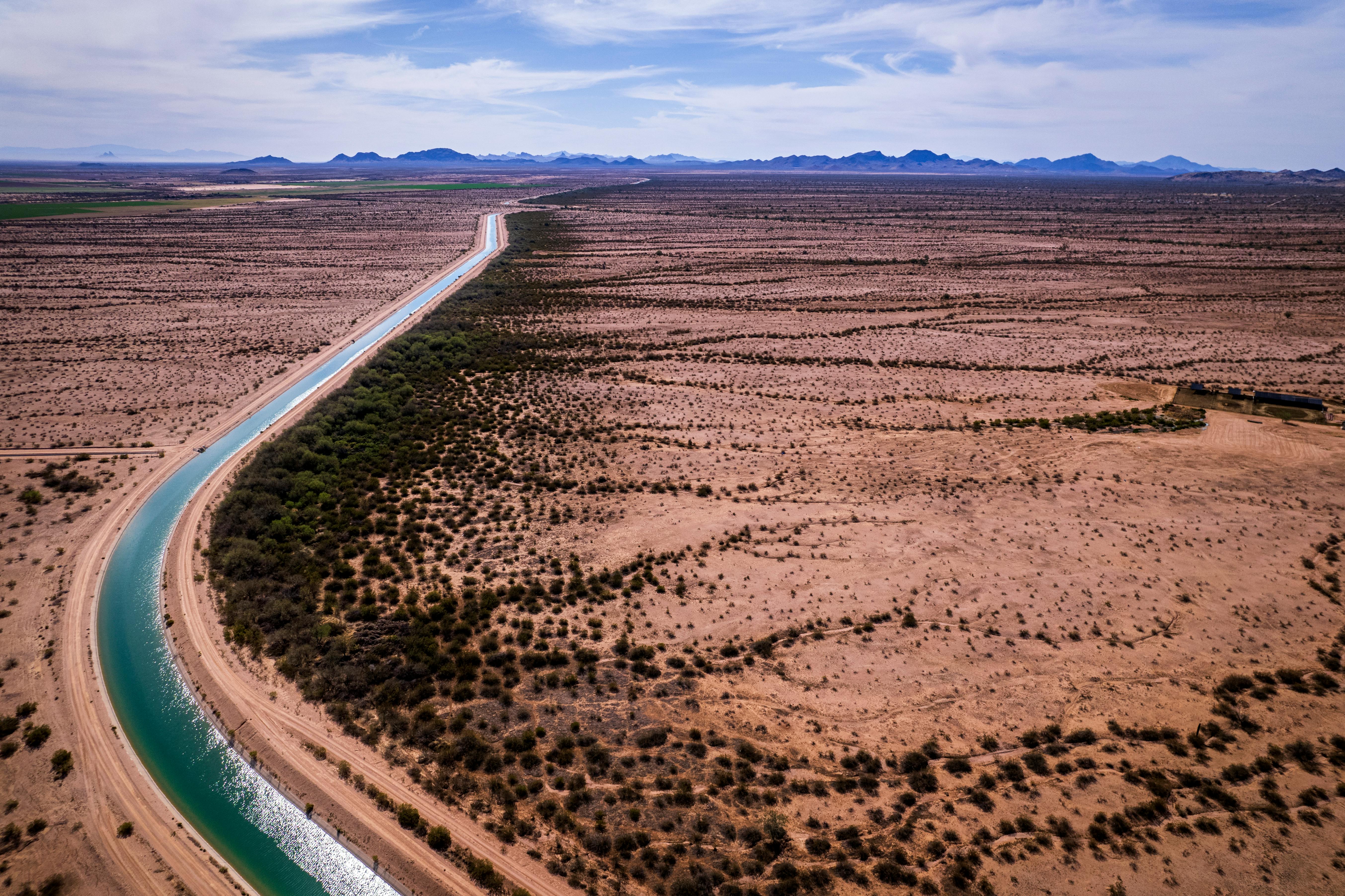 CAP canal cutting through Arizona desert