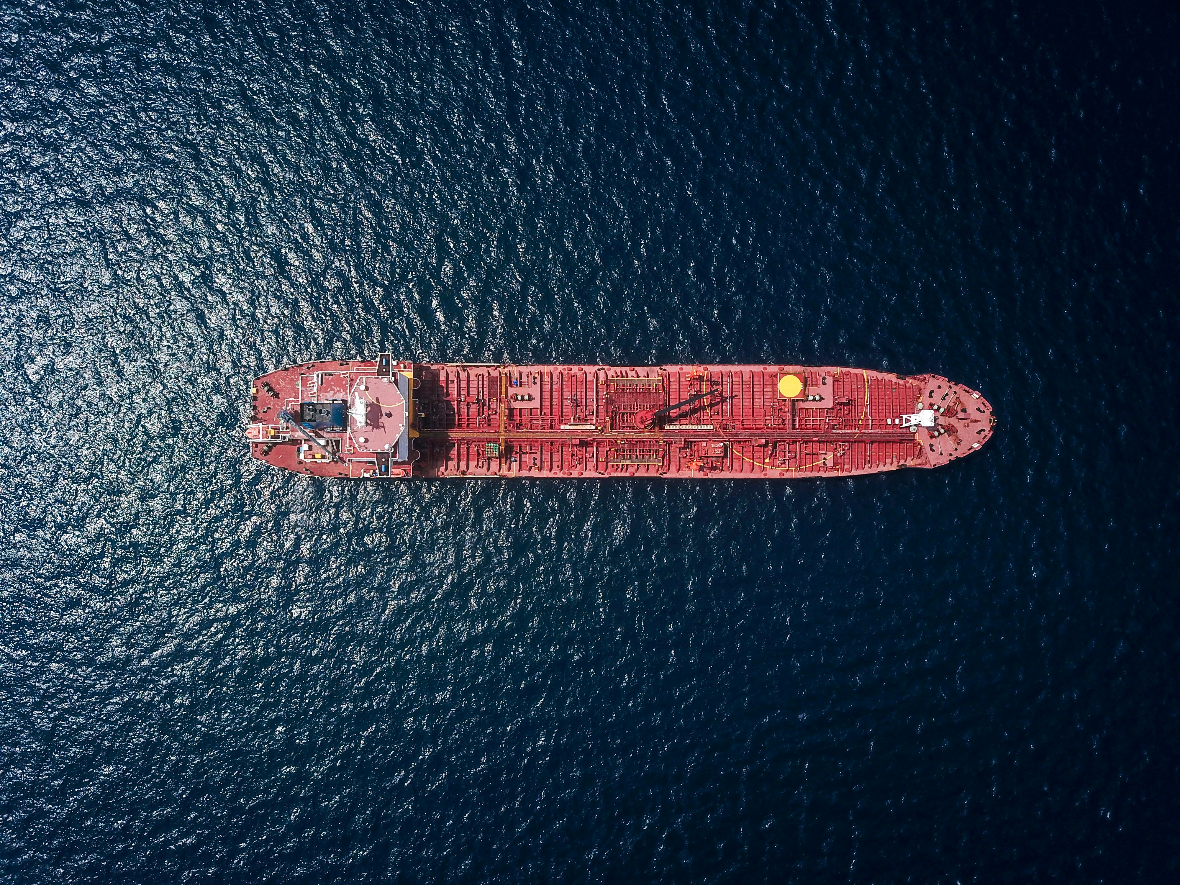 Cargo ship aerial view — shipping Arizona water overseas as alfalfa